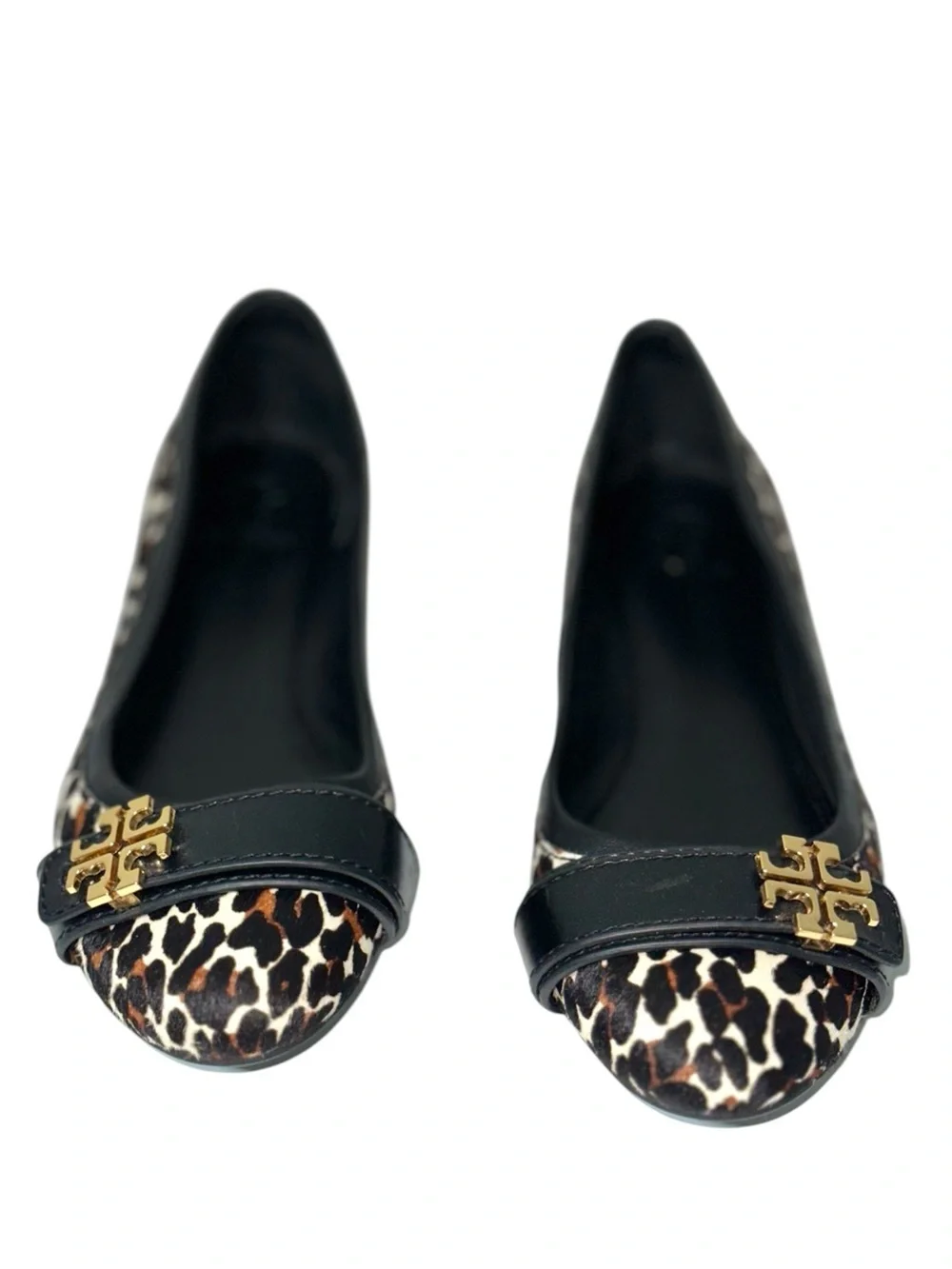 Tory Burch Eloise 2 Leopard Print Calf Hair Leather Ballet Flats Size 8